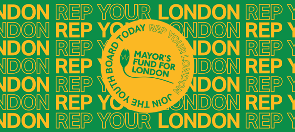 A graphic reads 'REP YOUR LONDON' and encourages people to 'JOIN THE YOUTH BOARD TODAY'.